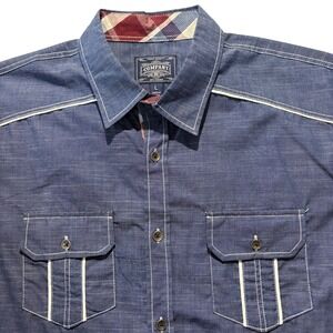 COMPANY 81 Dry Goods Men's Blue Chambray Short‎ Sleeve Button Up Shirt Size L